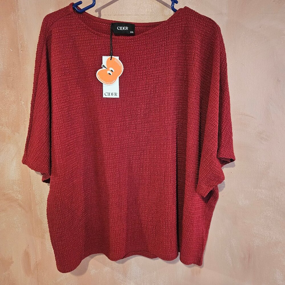 cider red textured blouse, 2XL